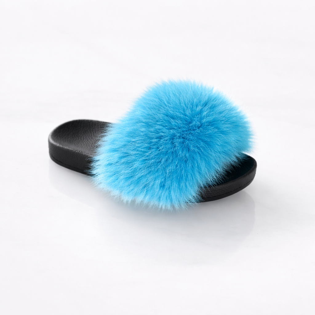 Sandales en fourrure turquoise royale Junior – Confort et douceur