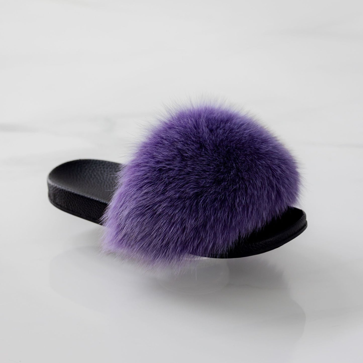 Sandales en fourrure mauve – Sandales Luxe femme fait main